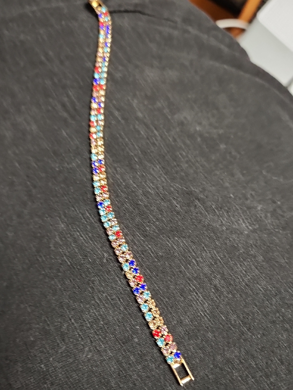 Gold Multicolor Crystal Tennis Bracelet - Women Jewelry